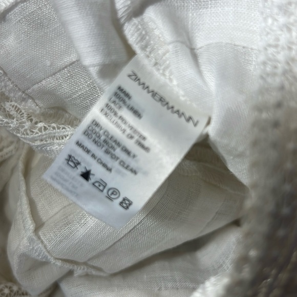 Zimmerman Allia Pintuck High Neck Crop White Linen Top - Picture 8 of 10